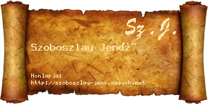 Szoboszlay Jenő névjegykártya