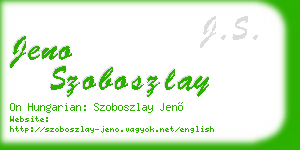 jeno szoboszlay business card